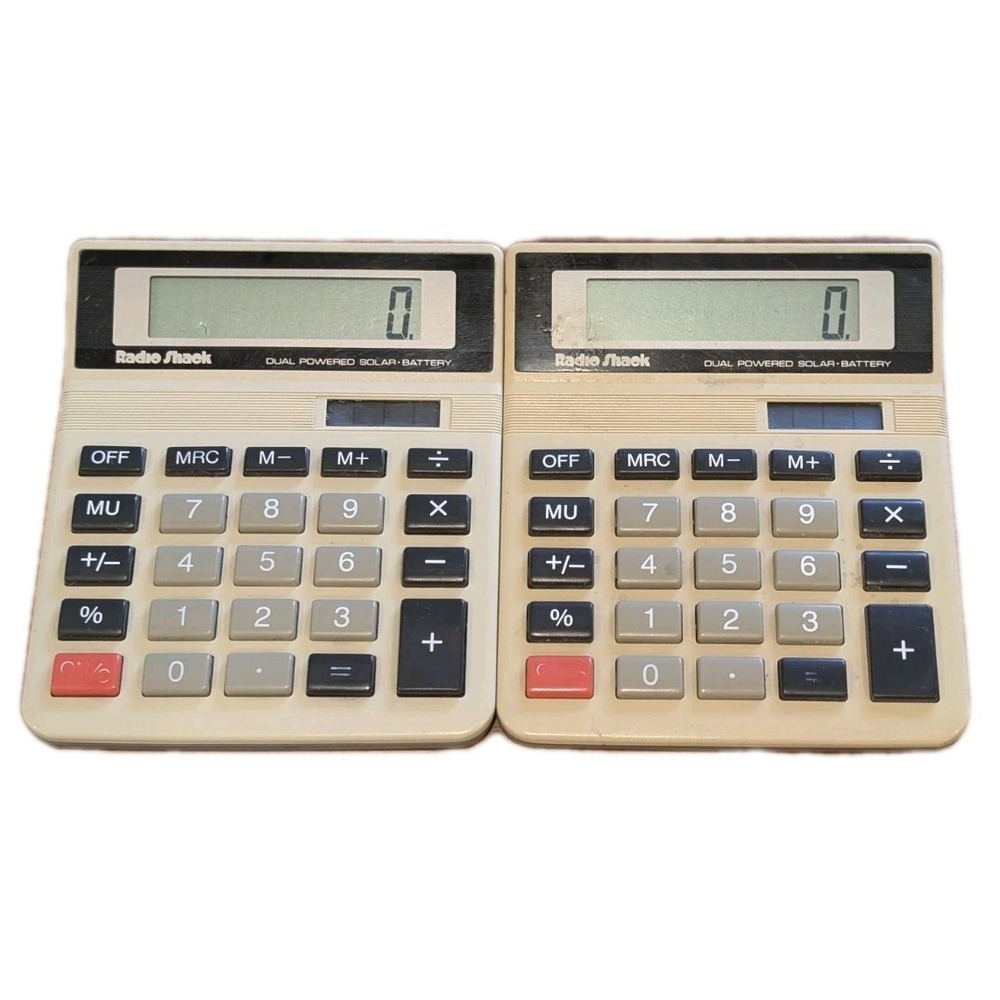 Vintage Radio Shack Dual Powered Calculator EC-2019 Solar-Battery Lot Of 2